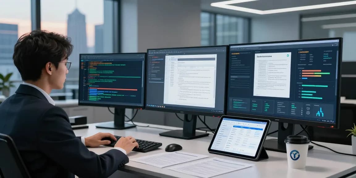 Advanced document fraud detection analysis in a high-tech office with data visualization tools.