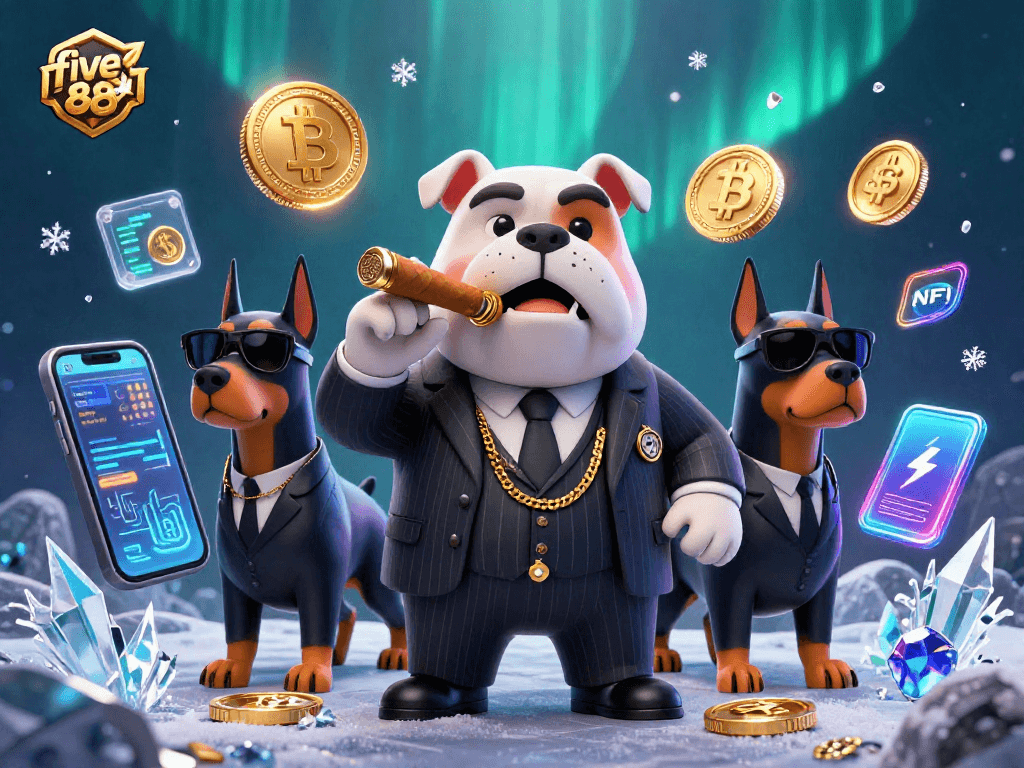 Experience thrilling gameplay with five 88's cartoon mafia boss in an engaging casino scene.