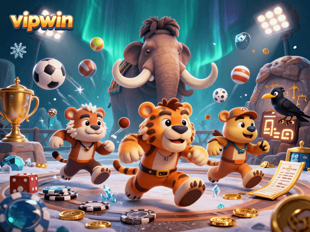 Engage with vipwin's thrilling gaming atmosphere featuring vibrant characters and dynamic sports elements.