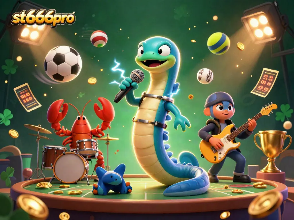 st666pro energizes the gaming experience in an underwater casino with vibrant characters and sports elements.