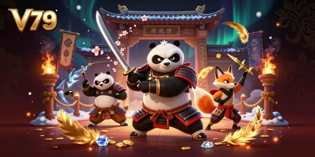 Experience the allure of V79 with dynamic gaming action in this vibrant 3D illustration.