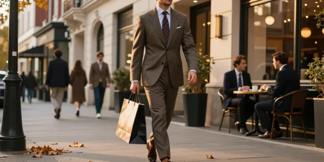 Elevate your style with Men's Classic Clothing showcased by a man in a tailored suit.