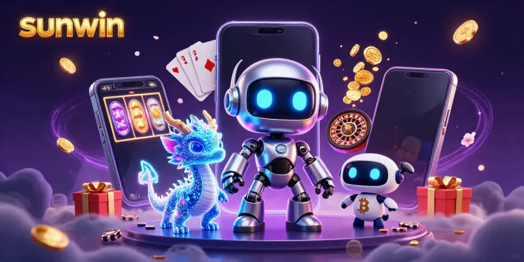 Experience excitement at sunwin with futuristic casino elements and engaging characters.