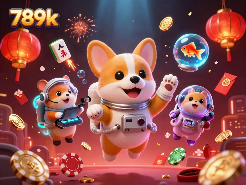 Experience winning adventures with 789k in a vibrant casino scene filled with fun characters and floating rewards.