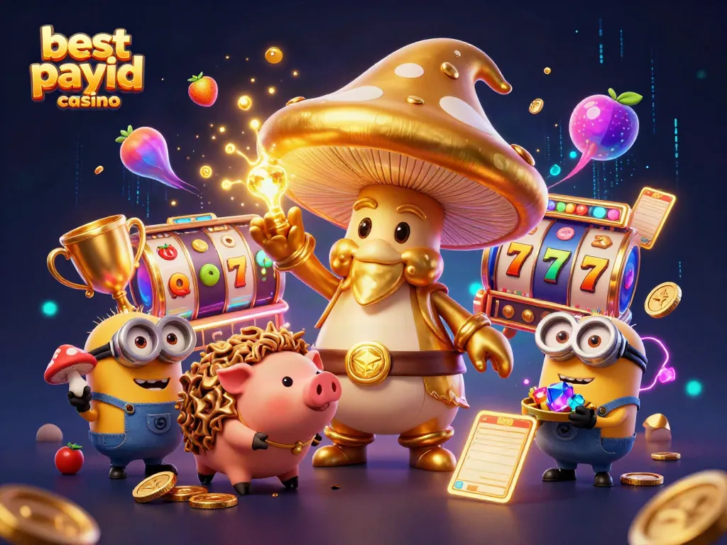 Experience the excitement of the best payid casino in this vibrant 3D illustration featuring dynamic casino elements.