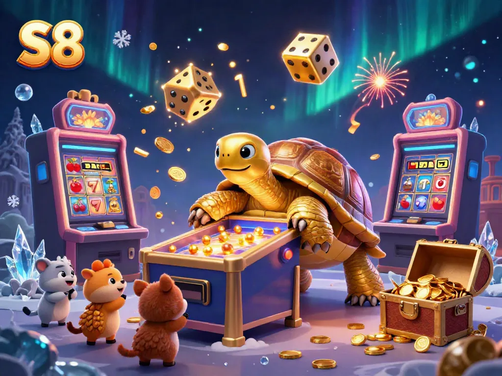 Engage with the exciting world of S8 online gaming, featuring a golden tortoise pinball machine and thrilling jackpot action.