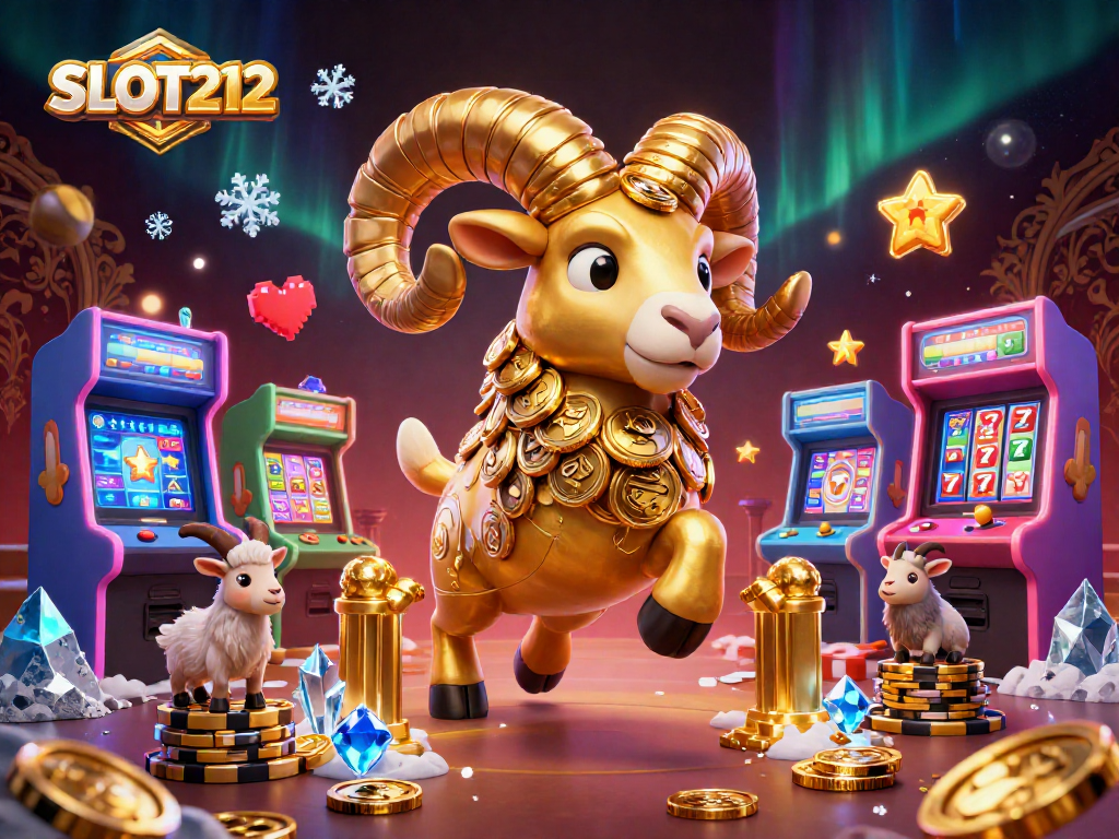 Experience thrilling gameplay with SLOT212 in a vibrant 3D illustration showcasing casino excitement.