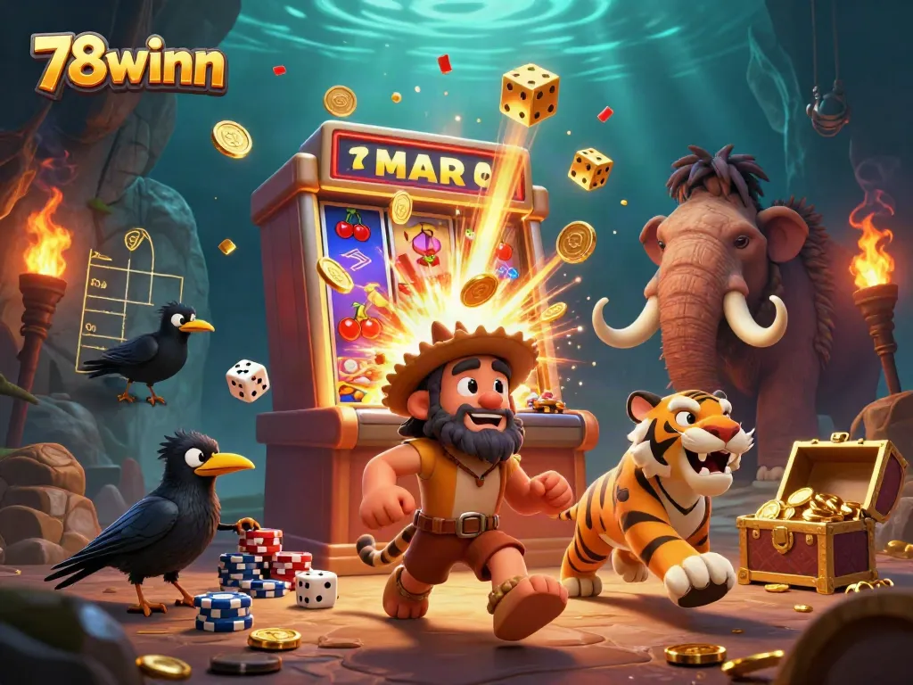Experience thrilling gaming adventures with the colorful and energetic 78winn casino scene featuring vibrant graphics and engaging characters.