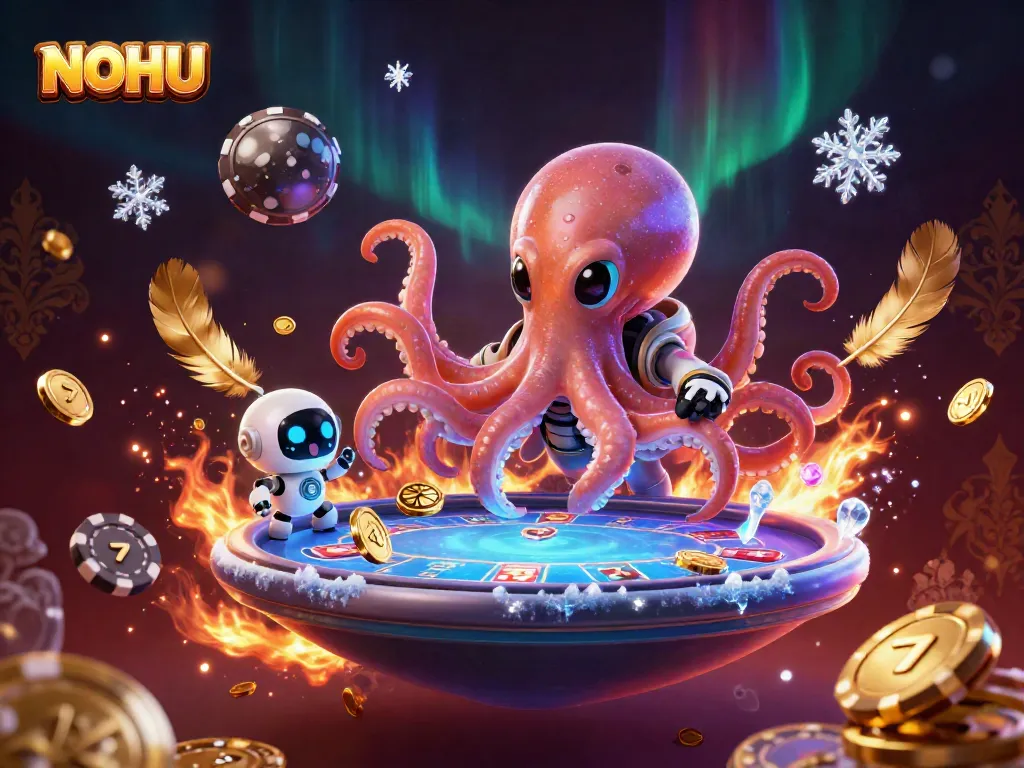 Engage in exciting gameplay at NOHU with an alien octopus at a holographic poker table.