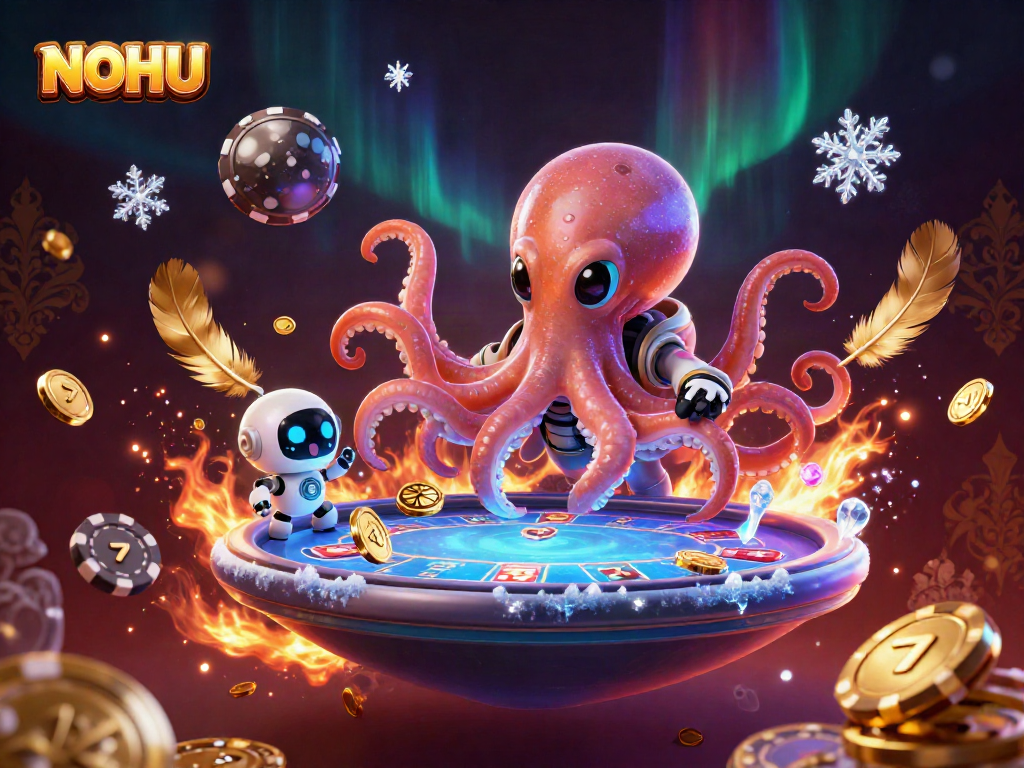 Engage in exciting gameplay at NOHU with an alien octopus at a holographic poker table.