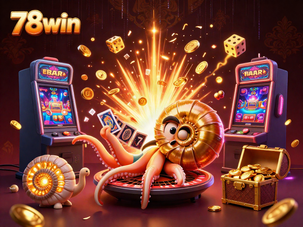 Experience thrilling wins at 78win with a dazzling casino scene featuring dynamic game elements.