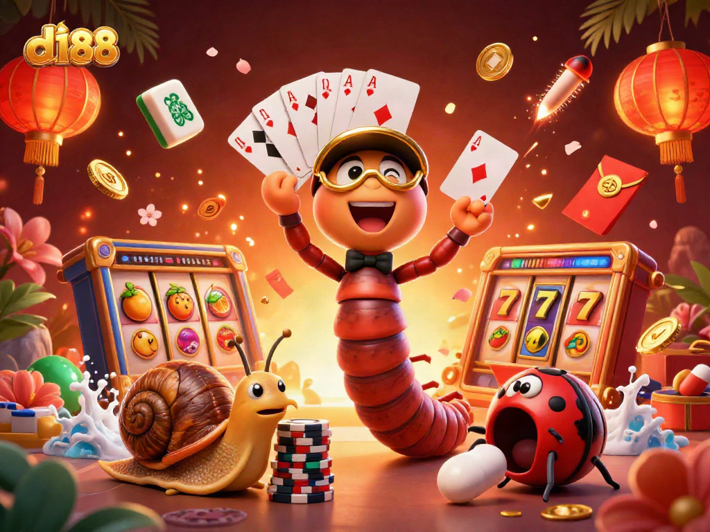 Engage with d188 as the millipede dealer showcases cards and excitement in a vibrant casino scene.