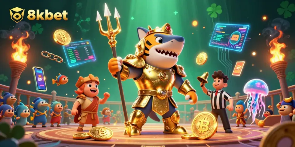 Bet on 8xbet with the immersive casino experience featuring vibrant underwater elements and dynamic characters.