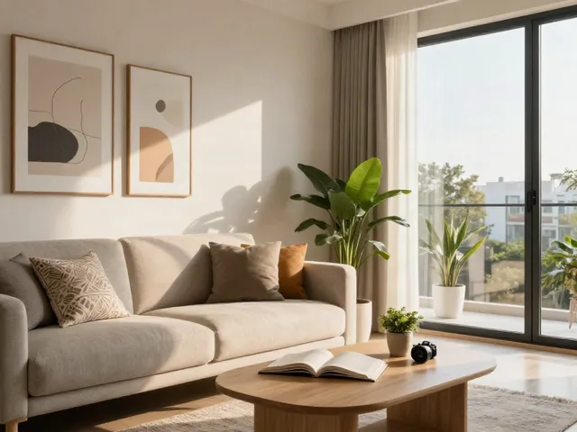 Stylish דירות דיסקרטיות בחולון living room with modern decor and warm lighting