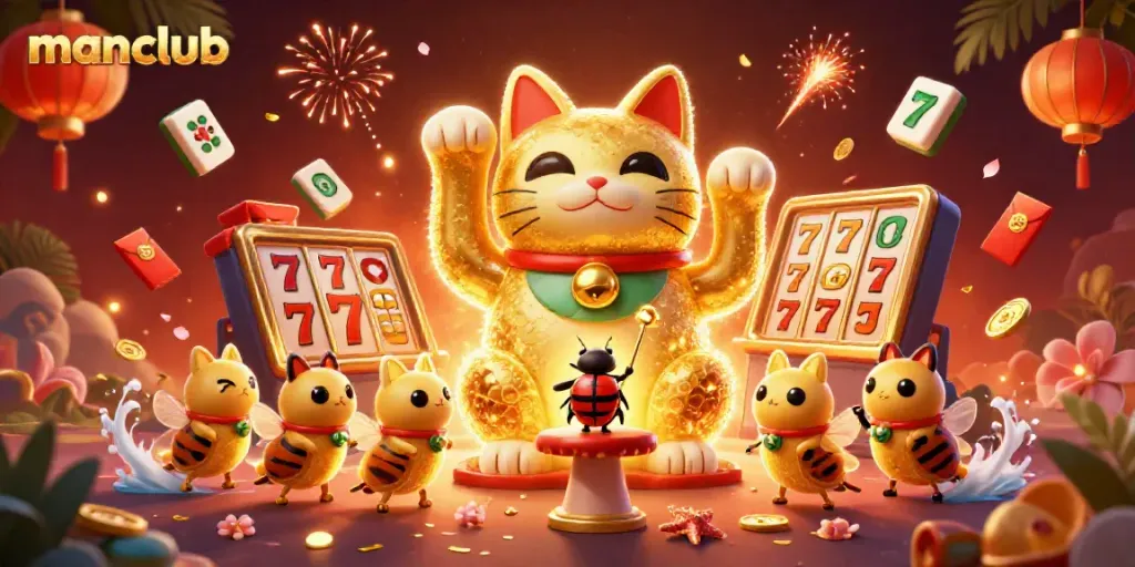 Experience thrilling wins at manclub casino with vibrant 3D characters and casino symbols