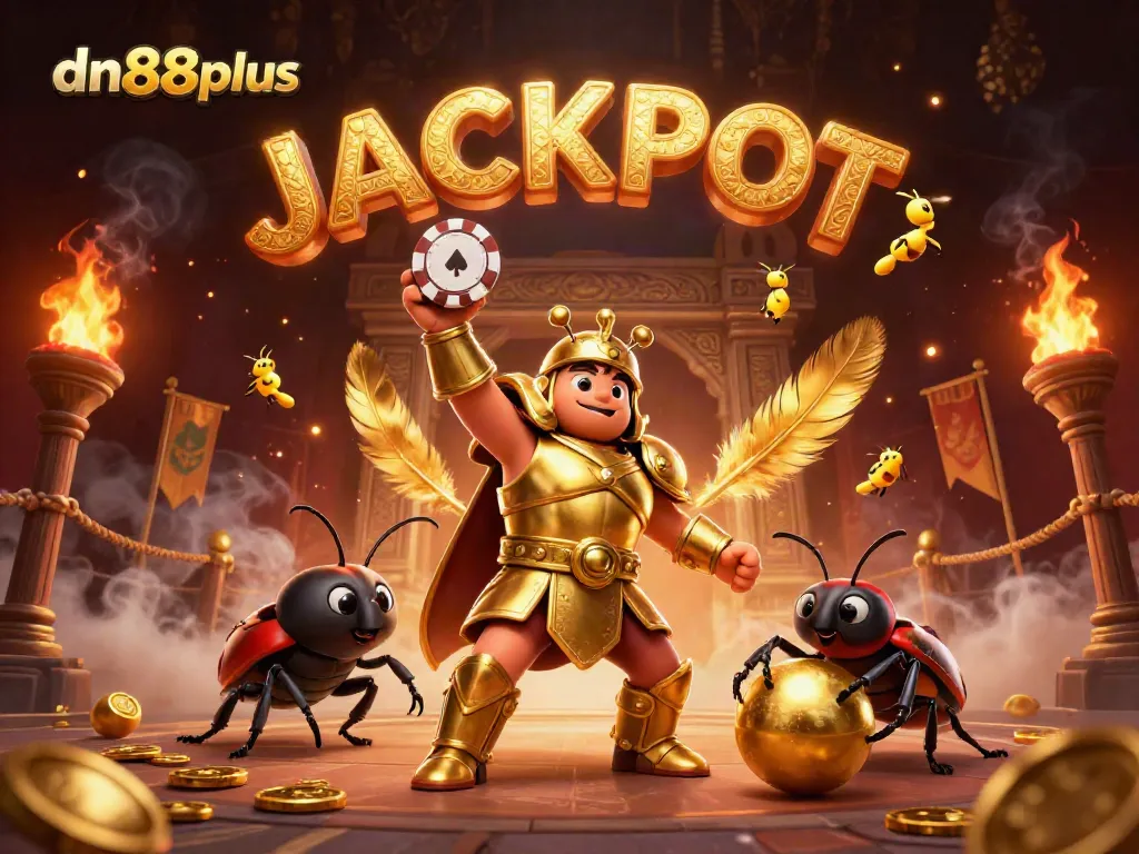 Spin the winning poker chip with dn88plus in a vibrant 3D casino illustration featuring jubilant characters and dynamic gambling elements.